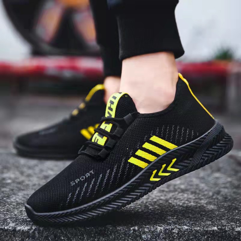 2023 New style mesh men's casual sports shoes, soft-soled and lightweight flying woven running shoes, old Beijing cloth shoes for men Specification drawing