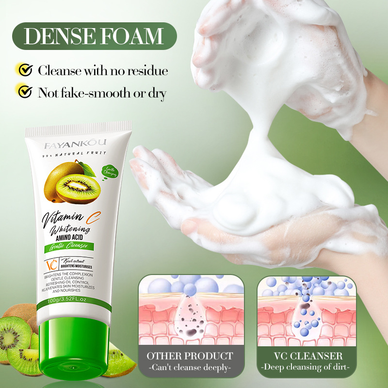 FAYANKOU Kiwi Fruit VC Whitening Amino Acid Gentle Facial Cleanser Cross-border export wholesale Application Scenario