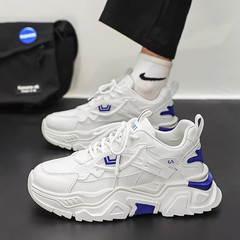 New breathable white sneakers for men in summer, trendy and versatile insole height-increasing sports shoes, casual running dad shoes Specification drawing