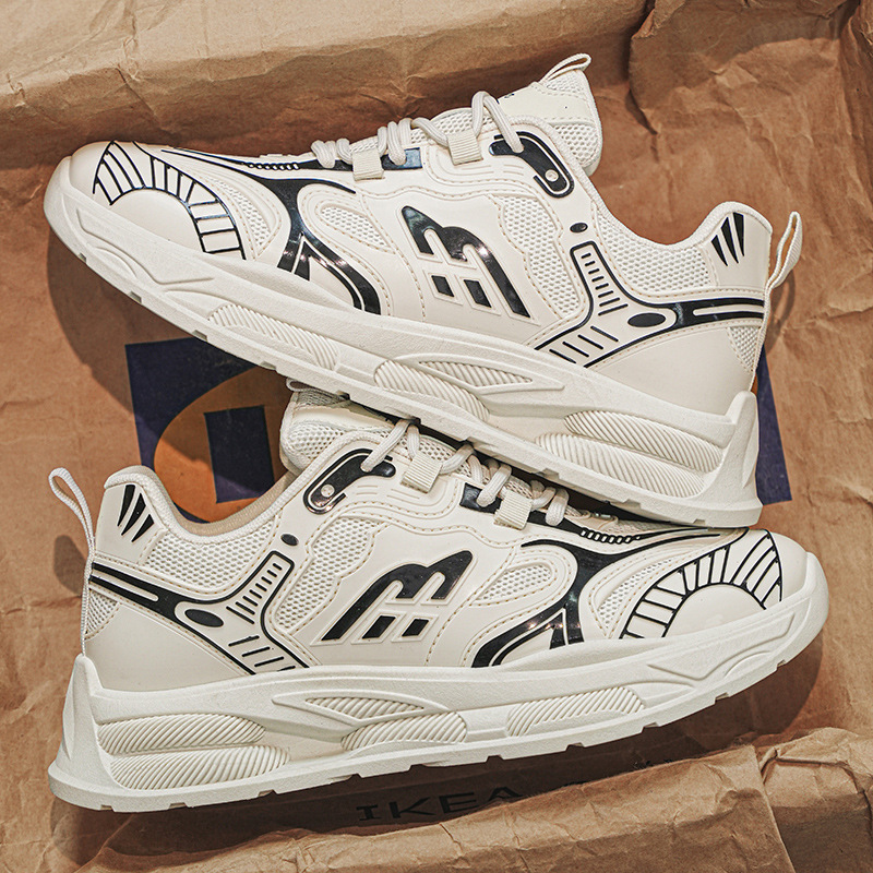 New breathable mesh shoes for men in autumn, men's sports shoes, Korean-style trendy and versatile thick-soled casual dad shoes full figure