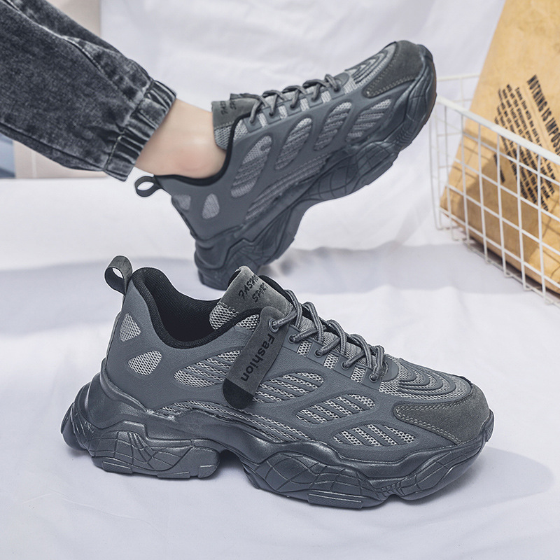 2024 Men's autumn New breathable mesh shoes, Korean style versatile thick-soled sports shoes, casual dad trendy shoes details Picture