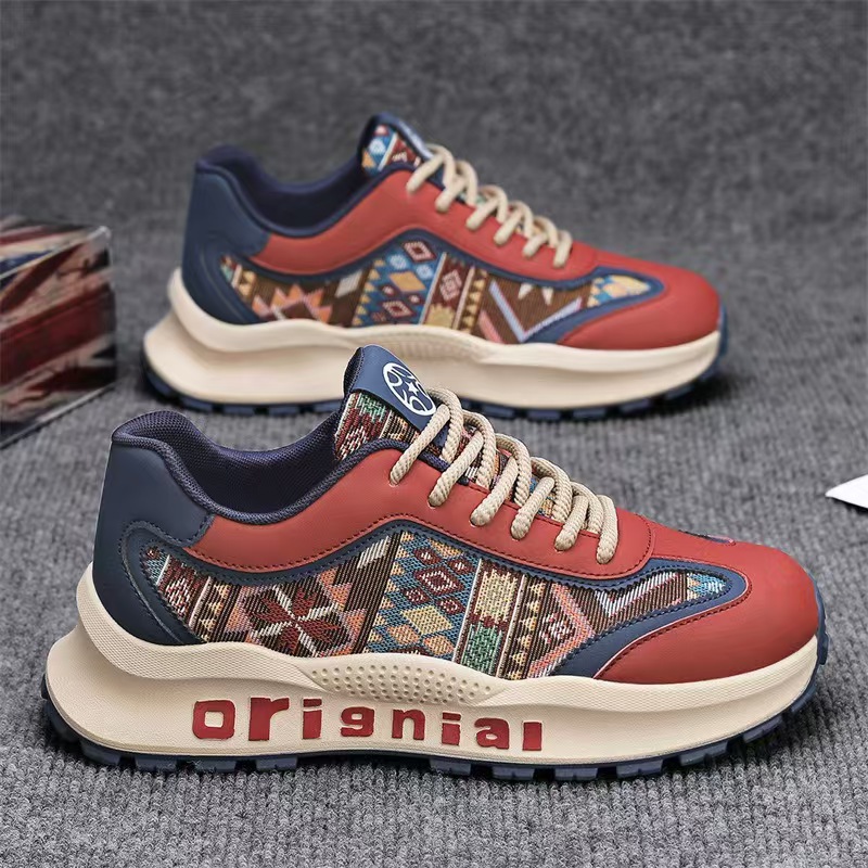 Men's shoes 2025 Spring New low-top trendy and stylish printed mesh dad shoes for men, casual and comfortable, export batch full figure