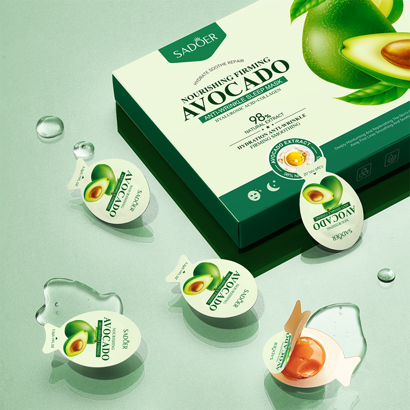 Full English SADOER Avocado Nourishing Anti-Wrinkle Firming Sleeping Mask, Skin Rejuvenation and Freezing Mask cross-border export wholesale Item Picture