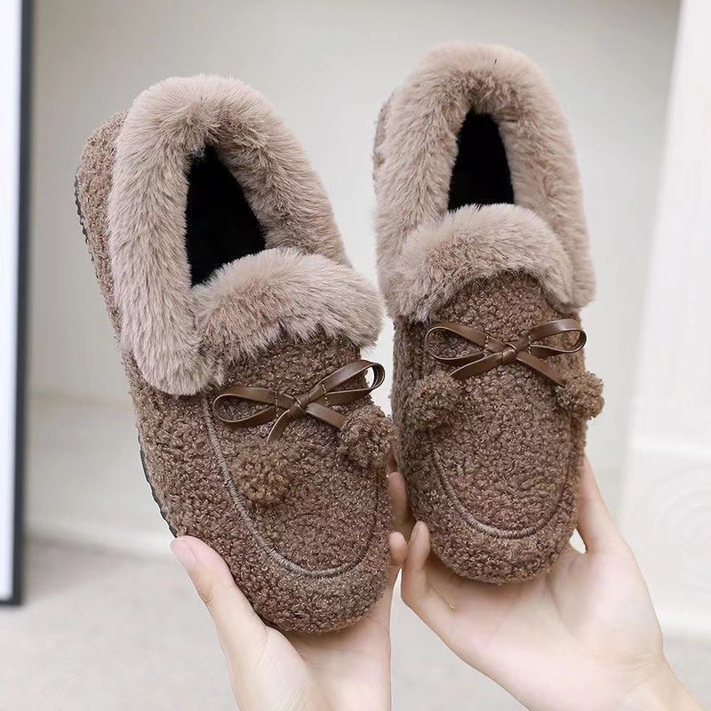 Doudou Shoes Autumn and Winter new women's cotton shoes, Korean-style fleece women's shoes, woolen shoes, warm home women's shoes, one-piece consignment full figure
