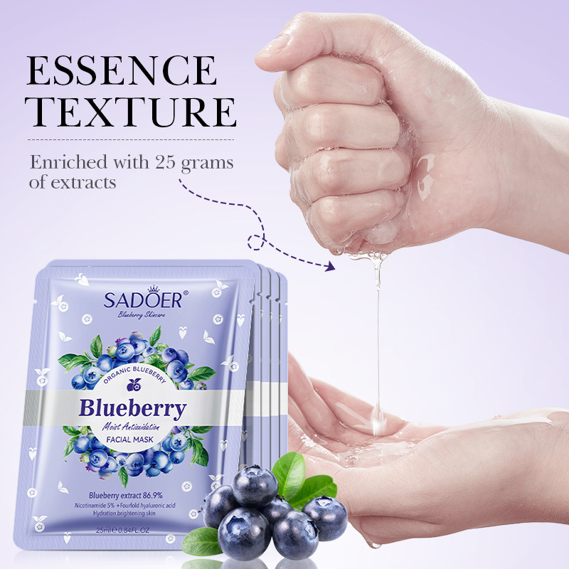 Cross-border wholesale of SADOER blueberry Hyaluronic Acid Moisturizing and Antioxidant Facial mask in English Item Picture