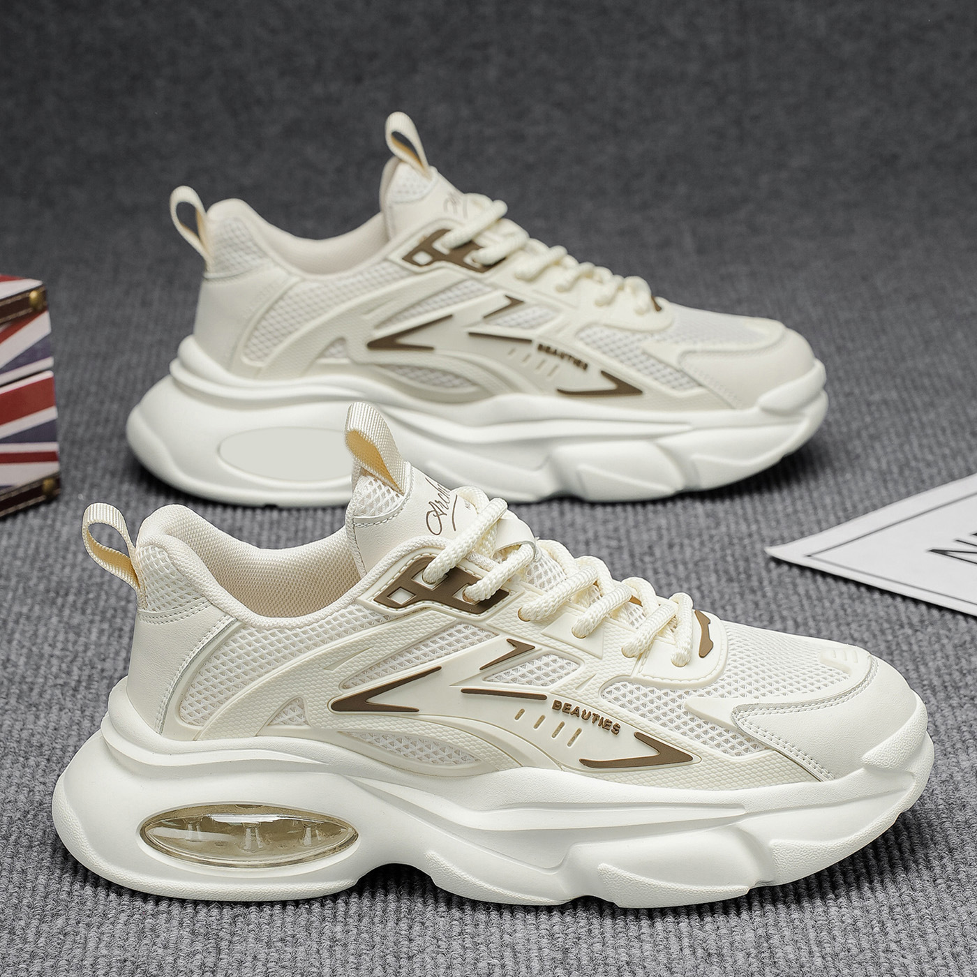 Dad shoes, men's summer new breathable mesh shoes, men's trendy and versatile thick-soled sports shoes, casual running shoes details Picture