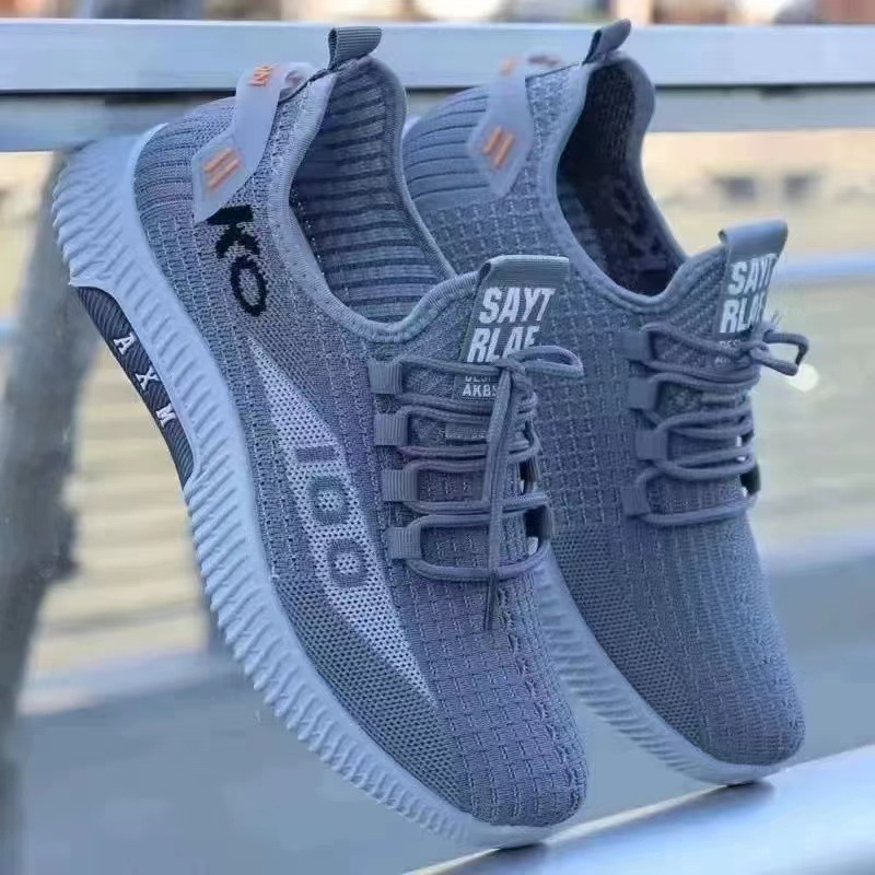 Men's Shoes 2024 Autumn/Winter new cross-border flying woven breathable men's sports running shoes, comfortable outdoor large-sized men's shoes full figure
