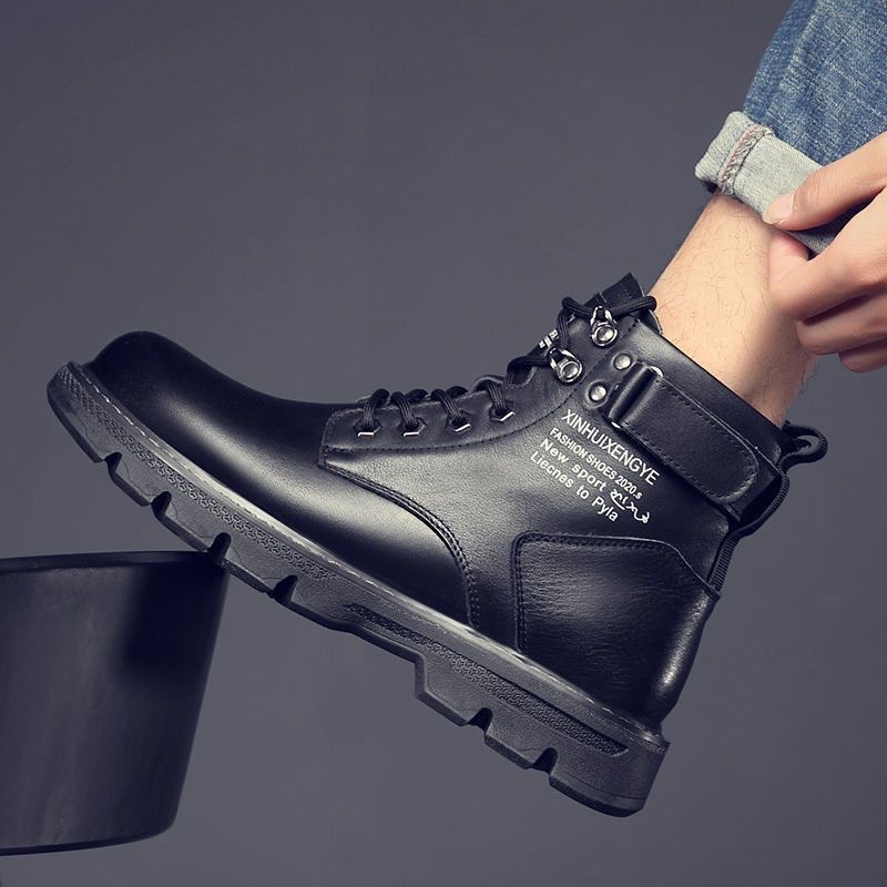 Martin Boots Men's 2024 Autumn Men's shoes New high-cut workwear men's thick-soled men's casual ankle boots leather boots Specification drawing