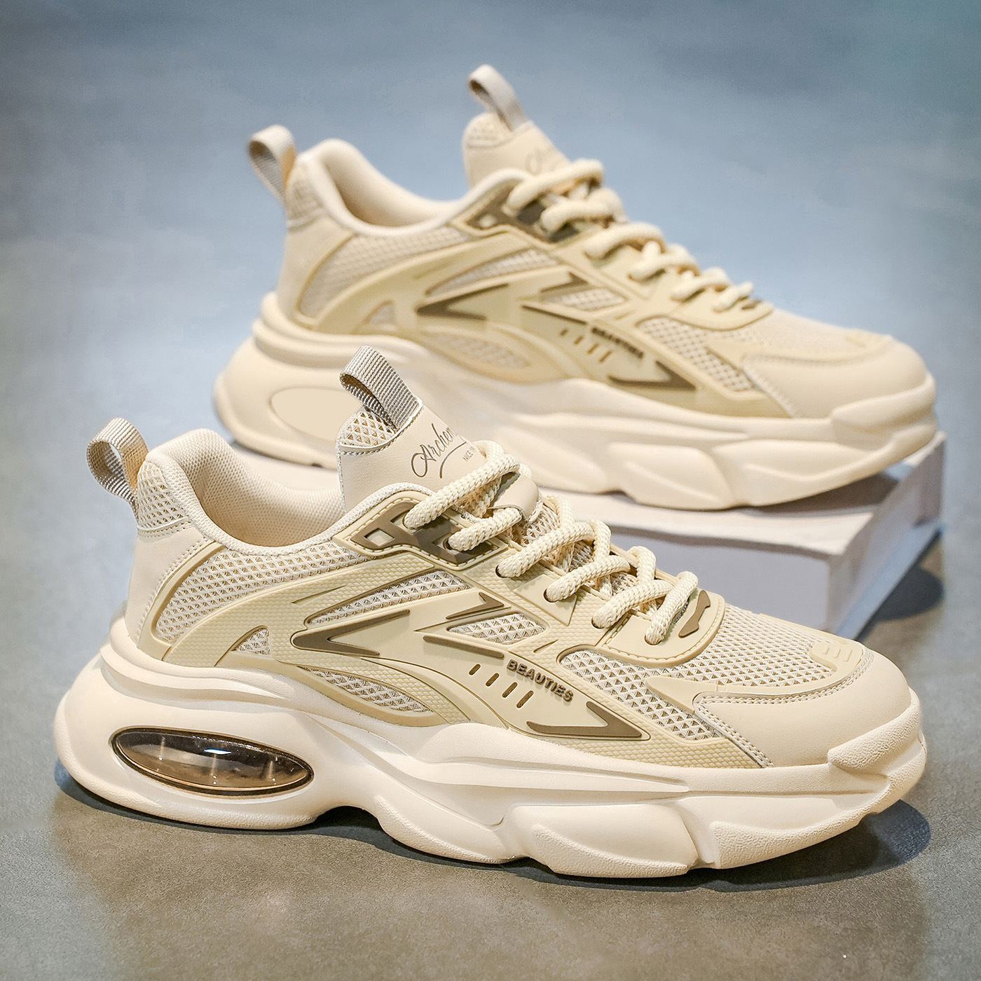 Dad shoes, men's summer new breathable mesh shoes, men's trendy and versatile thick-soled sports shoes, casual running shoes Application Scenario