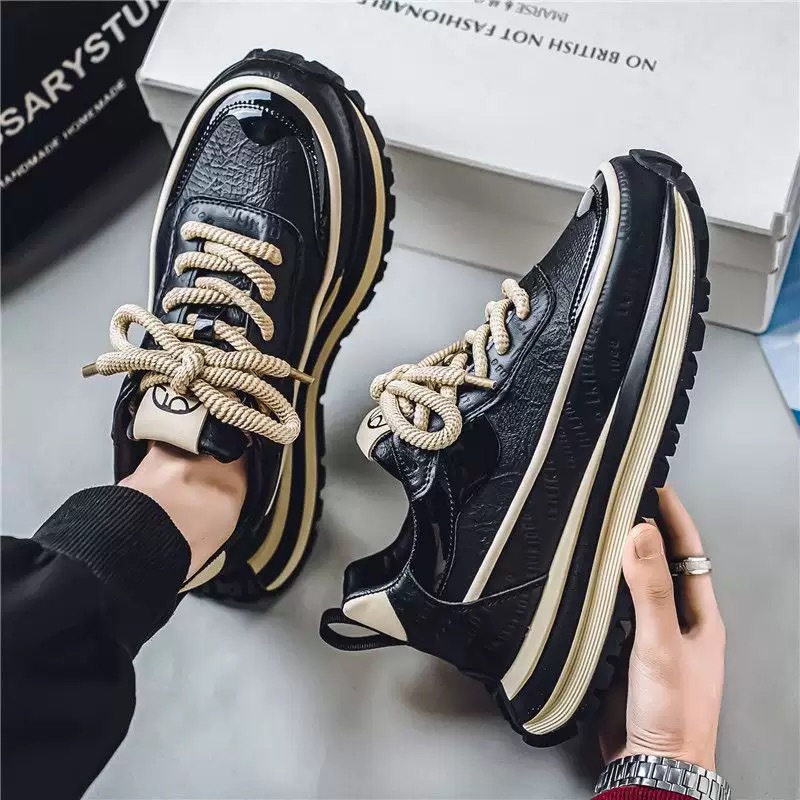 New men's shoes for Spring 2025: Breathable leather sports shoes for men, trendy and versatile, thick-soled casual dad shoes for men Application Scenario