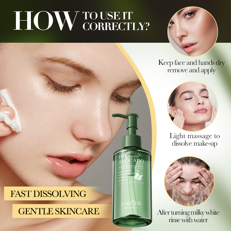 Cross-border export wholesale of SADOER Avocado Gentle Moisturizing Cleansing Liquid Facial Cleanser in full English Application Scenario