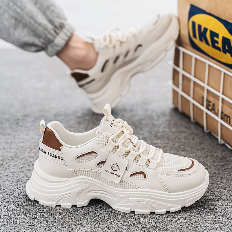 Dad shoes, men's autumn new breathable mesh shoes, men's trendy and versatile thick-soled white sneakers, men's sports and casual shoes Application Scenario