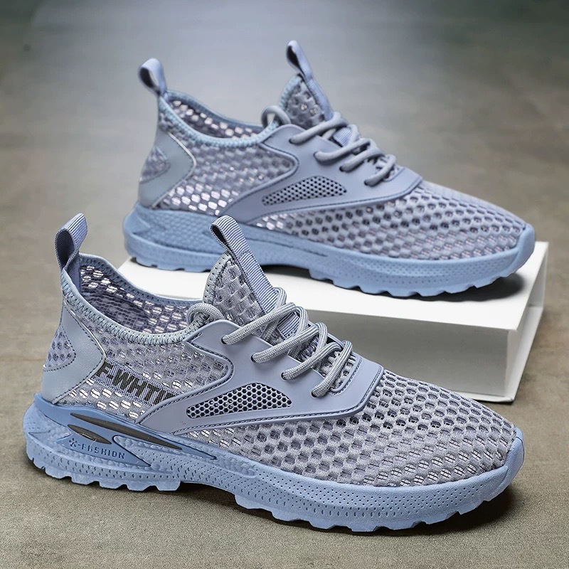 Summer new men's shoes 2025: Thin, breathable, anti-slip, sporty soft soled men's casual and trendy shoes with perforated mesh upper details Picture