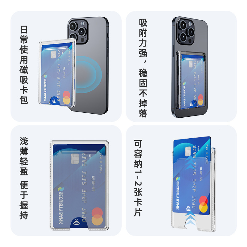 Magsafe strong magnetic transparent vertical push PC card case supports DIY drawing. Magnetic card case pasting. In stock Application Scenario