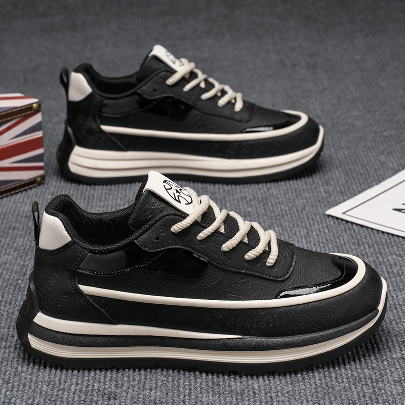 New men's shoes for spring 2025: Breathable leather sports shoes for men, trendy and versatile thick-soled casual dad shoes full figure