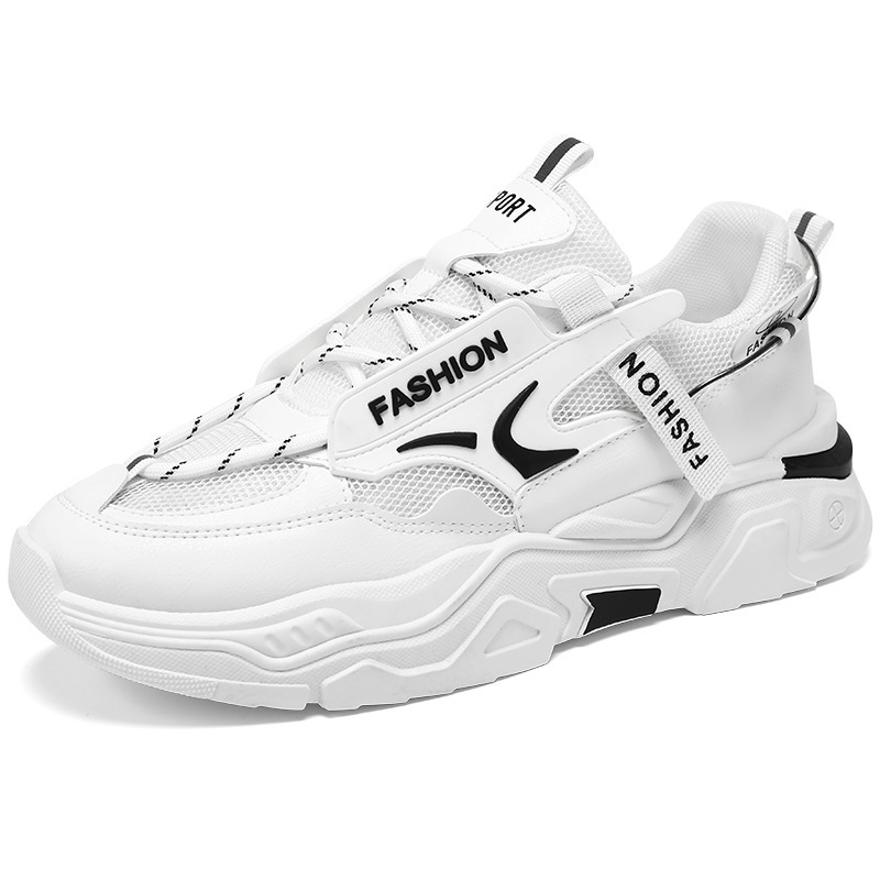 New breathable mesh white sneakers for summer men's shoes, Korean-style trendy and versatile men's sports shoes, casual dad trendy shoes Item Picture