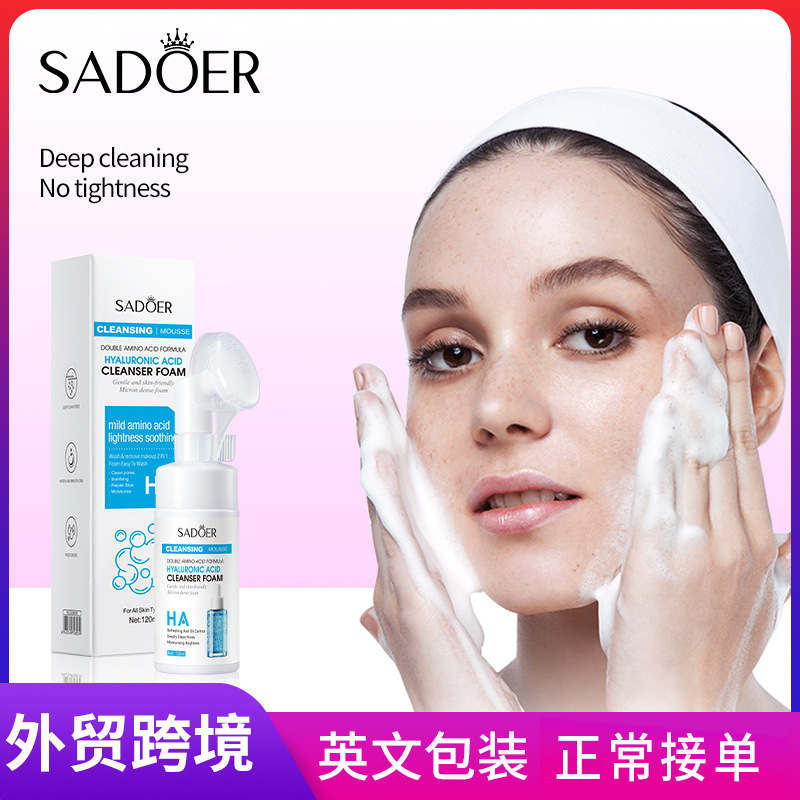 Cross-border wholesale of SADOER hyaluronic acid amino acid Cleansing mousse and foaming facial cleanser in English full figure
