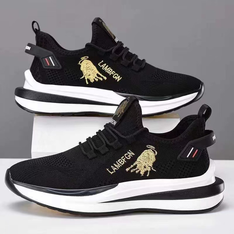 Men's 2022 Spring New Men's sports shoes, popular flying woven breathable running shoes, casual men's shoes manufacturer wholesale full figure