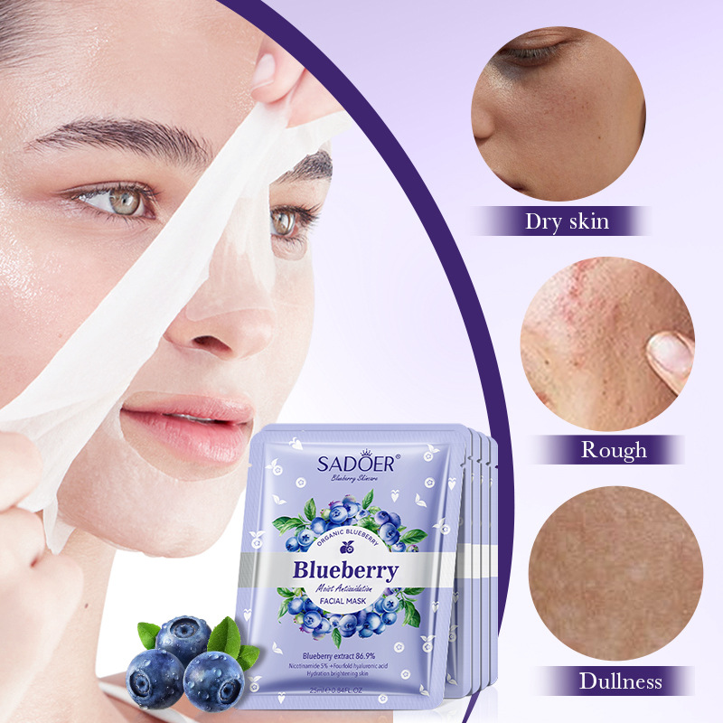 Cross-border wholesale of SADOER blueberry Hyaluronic Acid Moisturizing and Antioxidant Facial mask in English Specification drawing