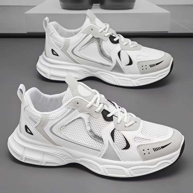 New breathable mesh shoes for men in autumn, trendy and versatile thick-soled sports shoes, casual running dad shoes full figure