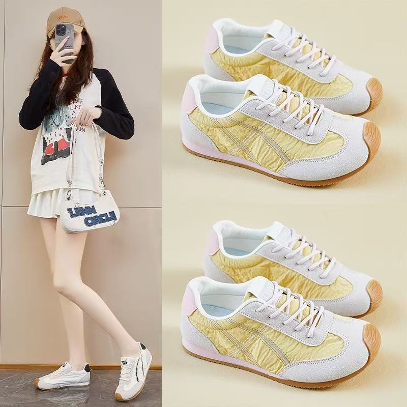 The new Spring/Summer 2025 Ming series low-saturation German training shoes for women, retro lace-up, casual and versatile, color-blocked flat Argan shoes details Picture