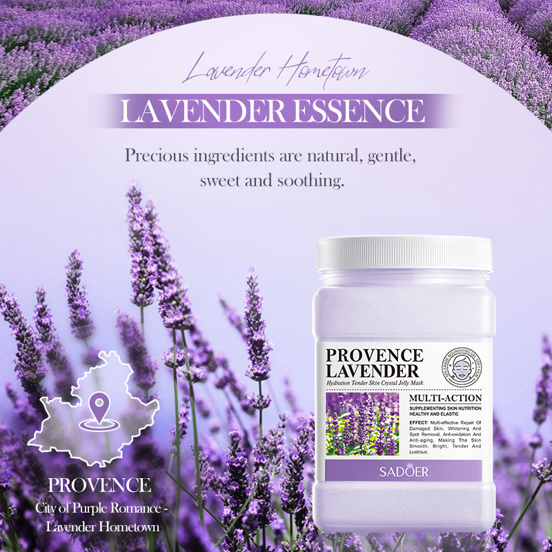 Cross-border export wholesale of all-English SADOER Lavender Hydrating and Softening Soft Mask Powder Moisturizing and Applying mask Specification drawing