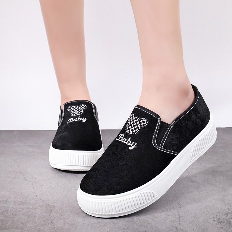 Little Bear One Foot Lazy Shoes for Women 2024 New Style Versatile set Breathable canvas shoes Casual Korean-style flat cloth shoes full figure