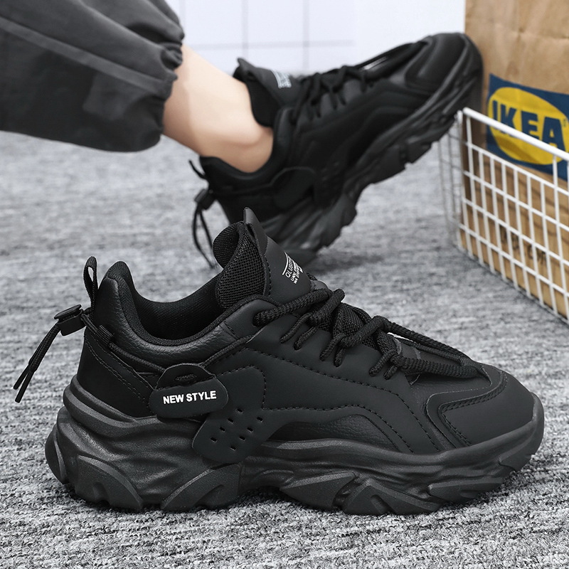 New breathable white men's shoes for spring, Korean style trendy and versatile thick-soled sports shoes, casual dad shoes for men details Picture