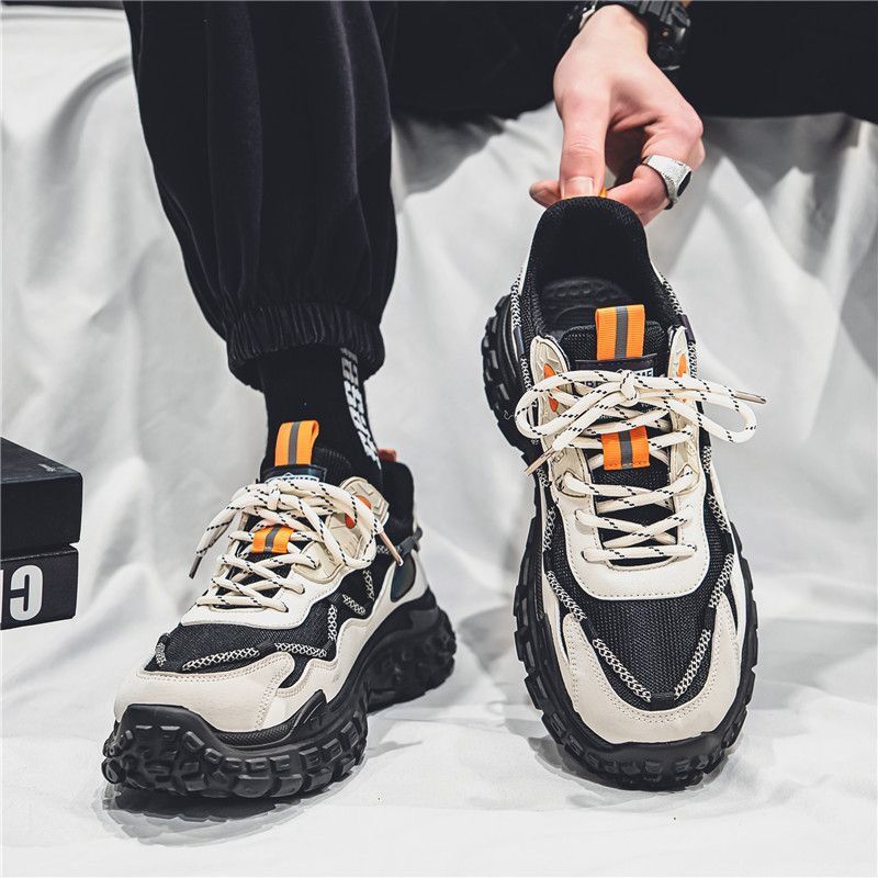 Spring new breathable mesh sports shoes for men, trendy and versatile thick-soled anti-slip dad shoes Specification drawing