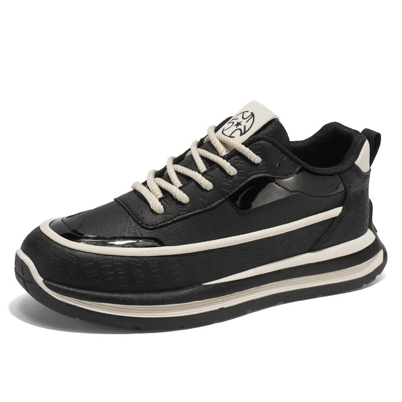 New men's shoes for spring 2025: Breathable leather sports shoes for men, trendy and versatile thick-soled casual dad shoes Item Picture