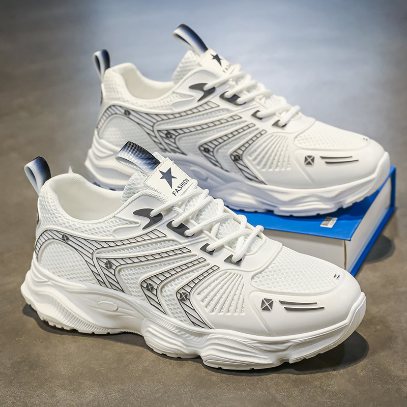 New breathable mesh shoes for men in summer, trendy and versatile men's sports shoes, thick-soled casual running dad shoes full figure