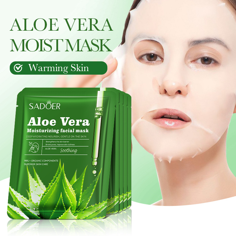 All-english SADOER Aloe Vera Moisturizing and Soothing Facial mask Cross-border export wholesale details Picture