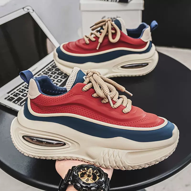 Men's shoes 2025 Spring New breathable sports shoes, men's trendy and versatile thick-soled casual dad shoes for teenagers full figure