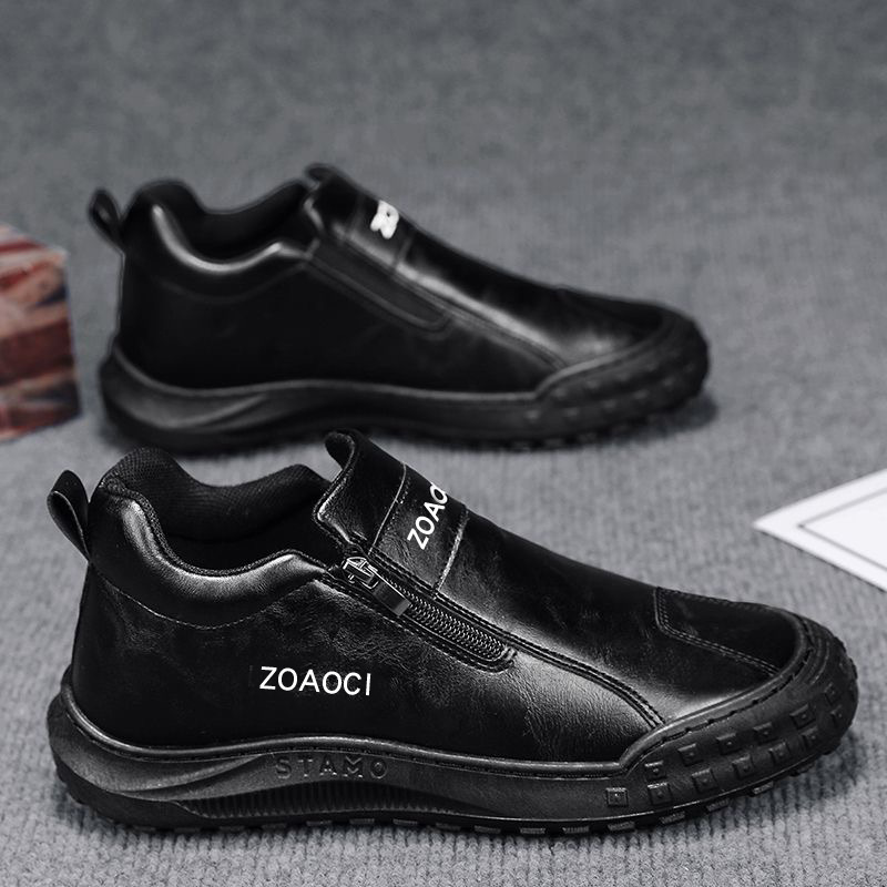Spring new men's shoes: Breathable one-step white shoes, men's anti-slip and wear-resistant sports casual board shoes, work safety shoes for men Specification drawing