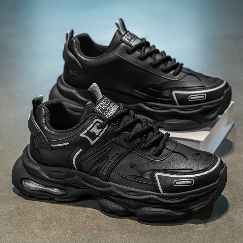 New summer men's shoes: breathable white sneakers for men, trendy and versatile thick-soled sports shoes, casual black dad shoes for men full figure