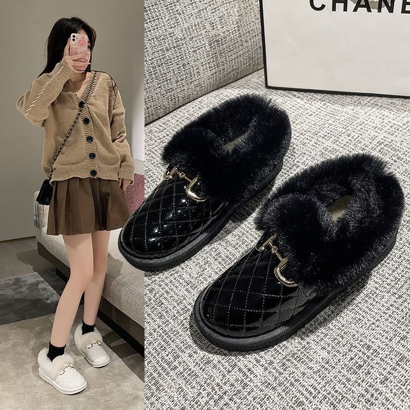 New women's snow boots, winter casual shoes, fleece cotton boots, low-top one-foot lazy bean shoes, one-piece consignment Application Scenario