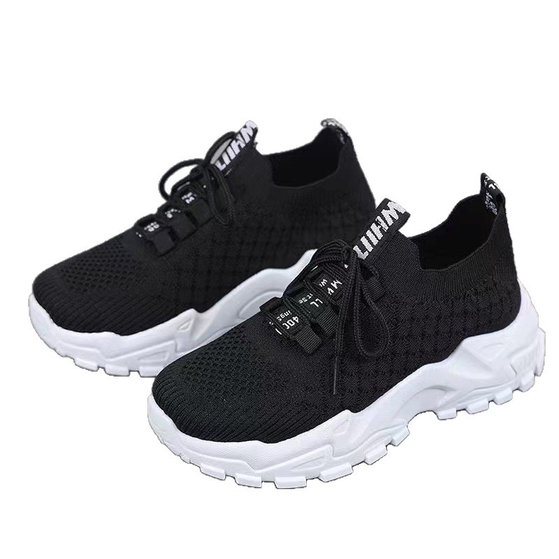New spring and summer fashion dad shoes for women: Fly-woven lace-up thick-soled comfortable and casual women's sports shoes Item Picture