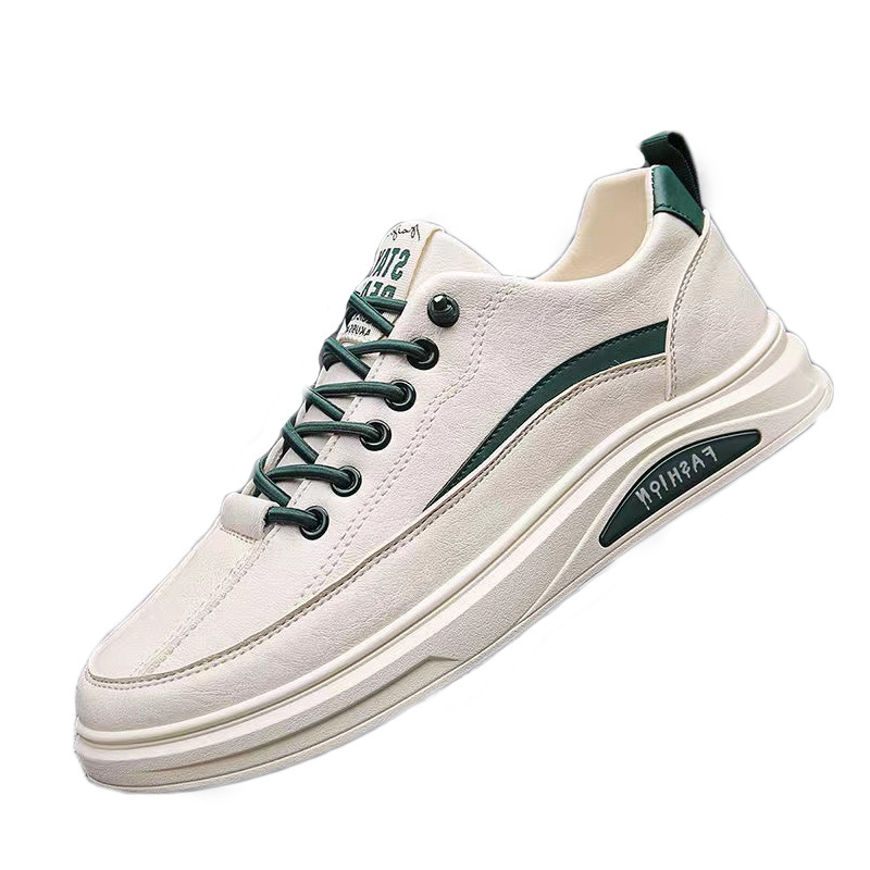 Men's sneakers, leather upper, comfortable and versatile, trendy shoes, soft sole, comfortable and breathable, low-top lace-up, fashionable sports shoes, casual shoes Item Picture