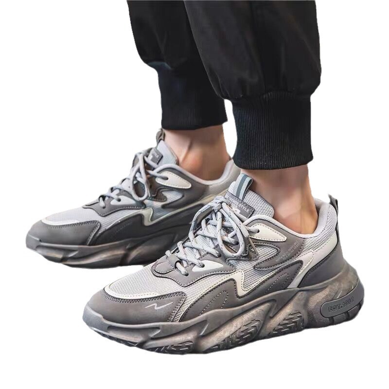 New breathable mesh sports shoes for men in summer, trendy and versatile height-increasing casual sneakers, running dad shoes Item Picture