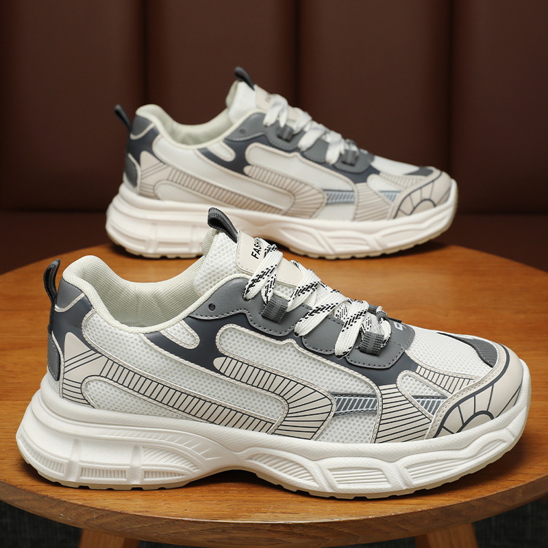 Summer men's shoes: Breathable mesh shoes for men, trendy and versatile thick-soled anti-slip sports shoes, casual running dad shoes for men full figure