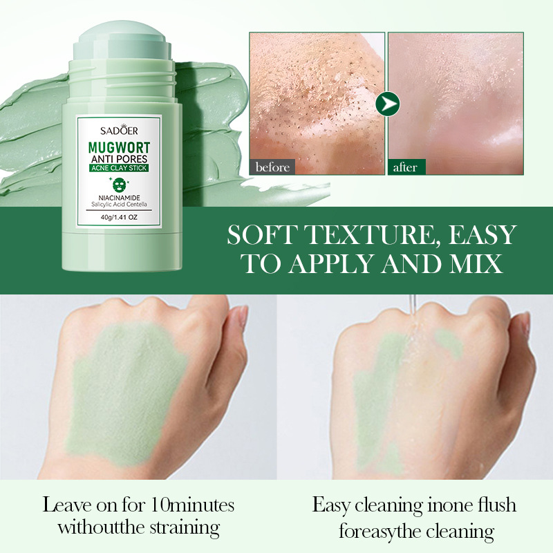 All-english SADOER mugwort mud mask sticks for deep cleansing and acne removal, gentle student cleansing mud masks for cross-border wholesale Specification drawing
