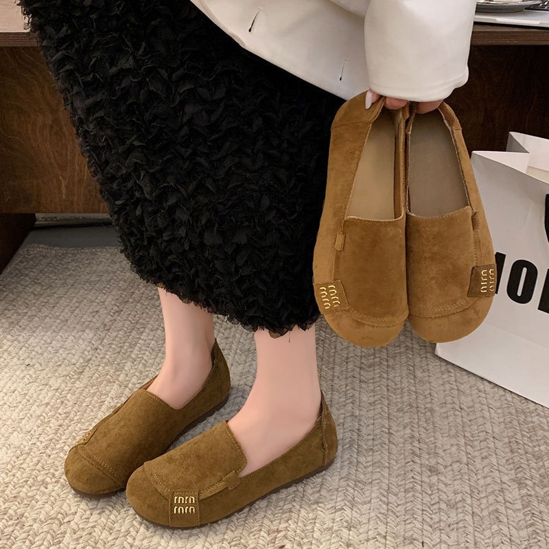 Soft-soled breathable mom shoes for women, Spring 2025 new style bean shoes, single shoes, flat and comfortable cloth shoes for export wholesale Specification drawing