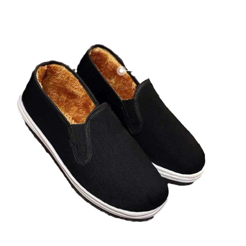 Winter new style old Beijing cloth shoes with fleece cotton shoes, thousand-layer sole cloth shoes, warm cotton shoes for the middle-aged and elderly, one-foot cloth shoes Item Picture