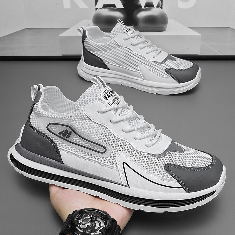 New men's shoes for the summer of 2025: Breathable and perforated mesh shoes, men's trendy and versatile thick-soled sports shoes, casual dad shoes full figure