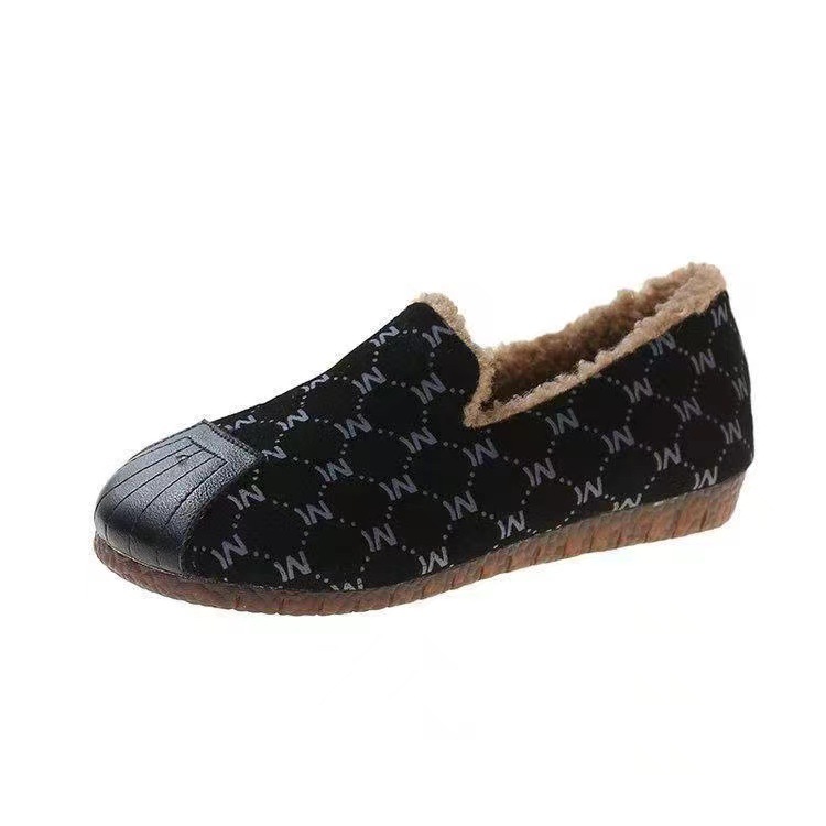 Women's 2024 autumn/winter new style woolen shoes, Korean style popular women's shoes, solid color soft-soled fleece women's shoes, wholesale one piece Specification drawing