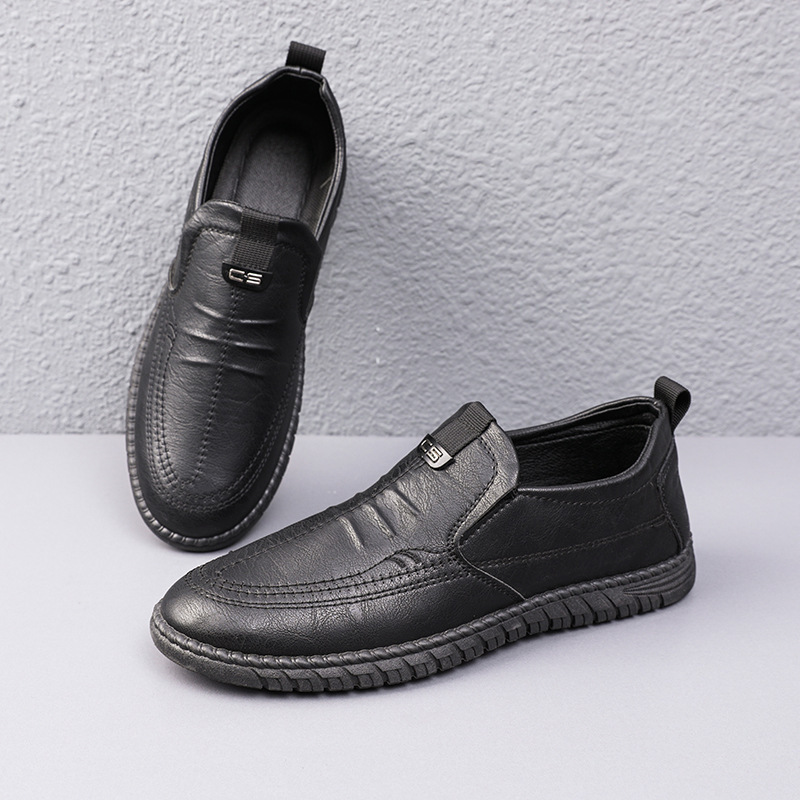 Men's autumn breathable soft leather shoes, business and casual leather shoes, lazy shoes, bean shoes, Dad shoes Specification drawing