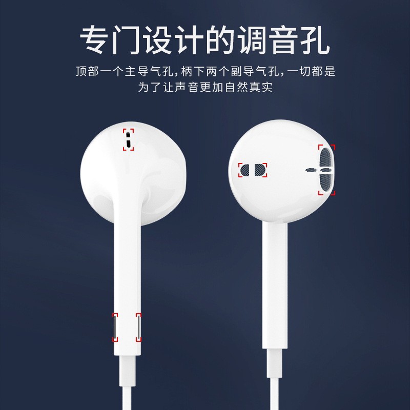 Suitable for Apple 14promax flat-head wired headphones Lightning in-ear plug-and-play communication headphones Specification drawing