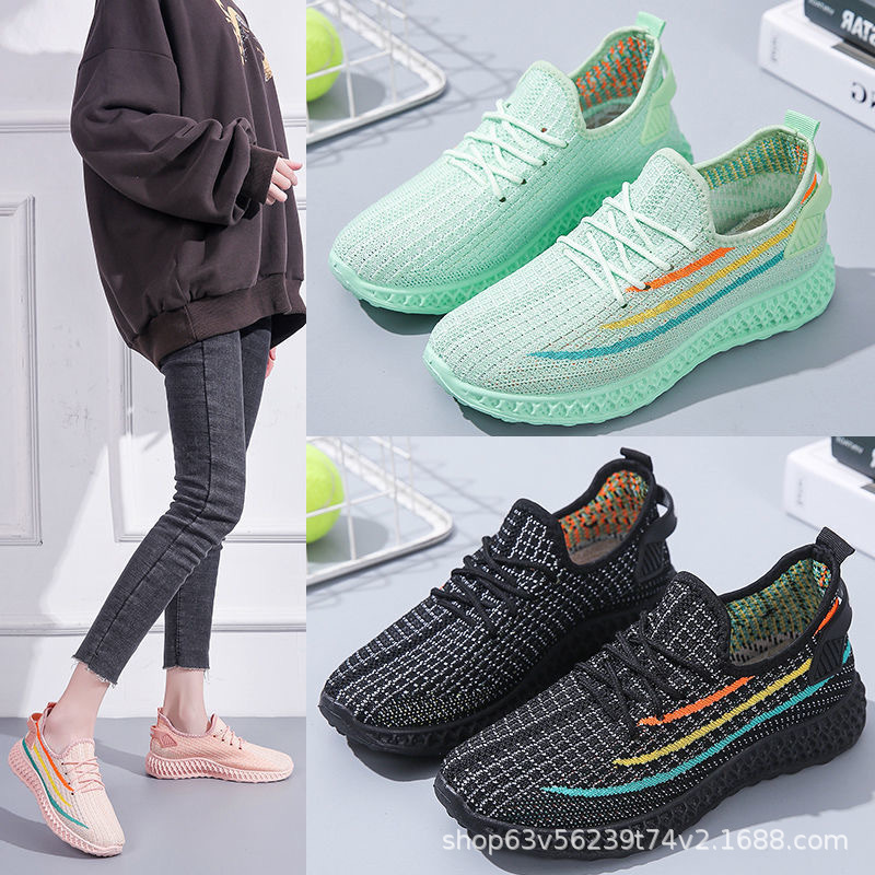 Women's spring and summer new arrivals: Breathable flying woven sports shoes, women's casual board shoes, women's flat and comfortable shoes wholesale Application Scenario