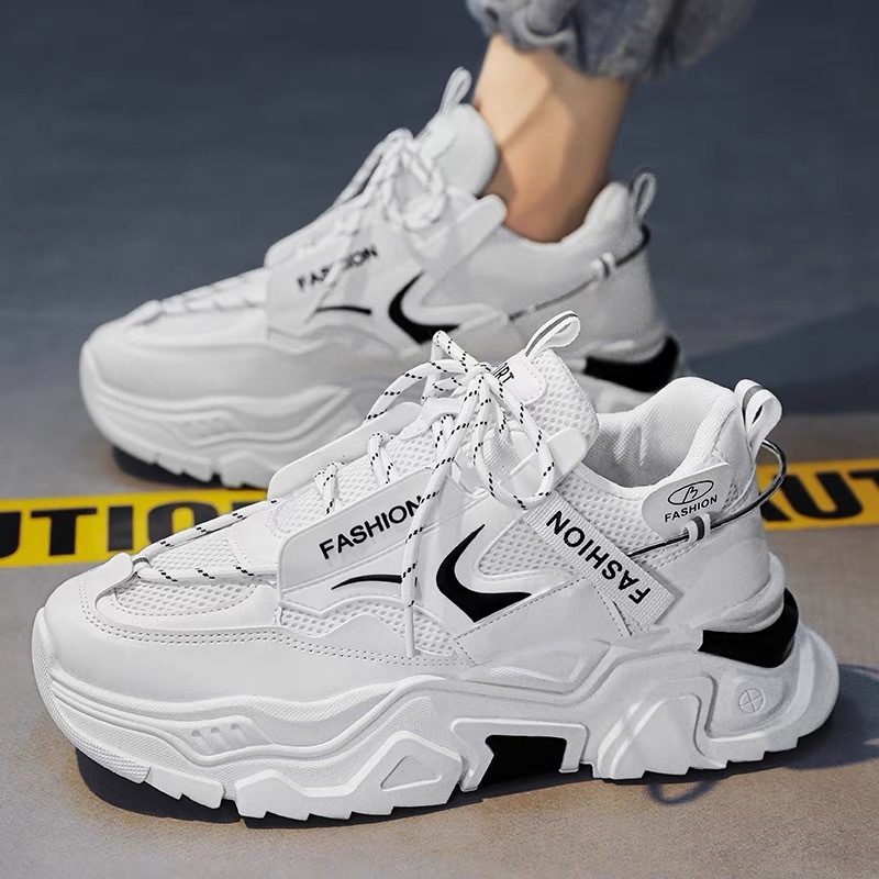 New breathable mesh white sneakers for summer men's shoes, Korean-style trendy and versatile men's sports shoes, casual dad trendy shoes Specification drawing