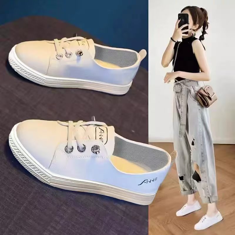 New summer women's shoes: white sneakers for women to wear, breathable, soft-soled and soft-top single shoes for women. Spring and autumn women's shoes for foreign trade full figure